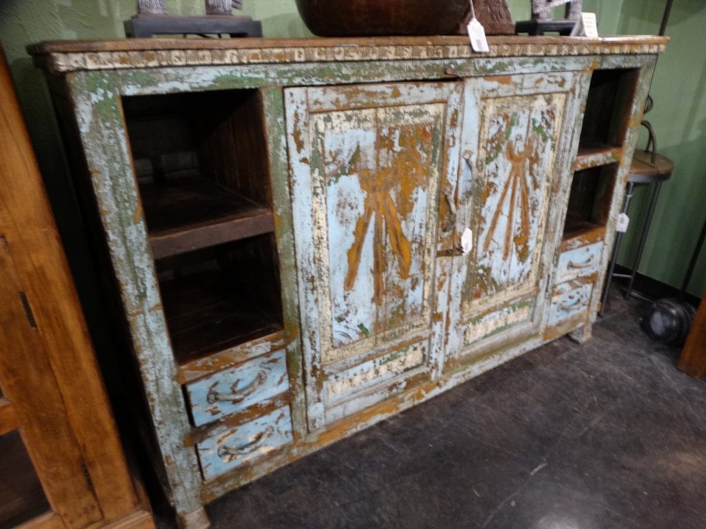Sideboard Painted Rustic Cabinet with Open Shelves