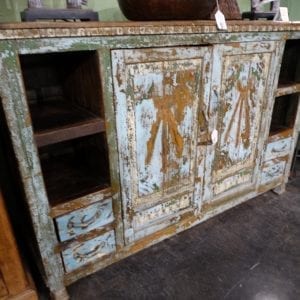 Sideboard Painted Rustic Cabinet with Open Shelves
