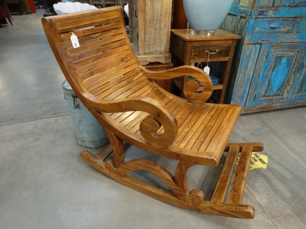 Slatted Wood Rocking Chair
