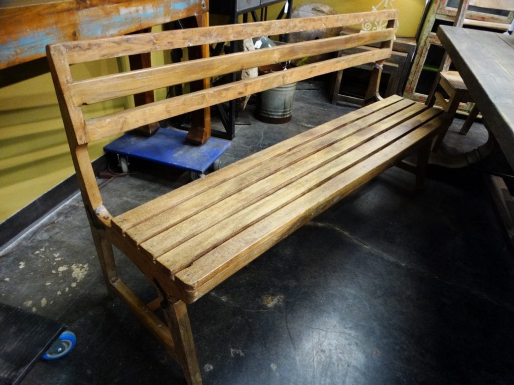 Natural Wood Slatted Bench