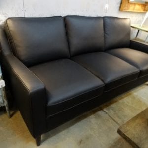 Black Leather Lazio Sofa