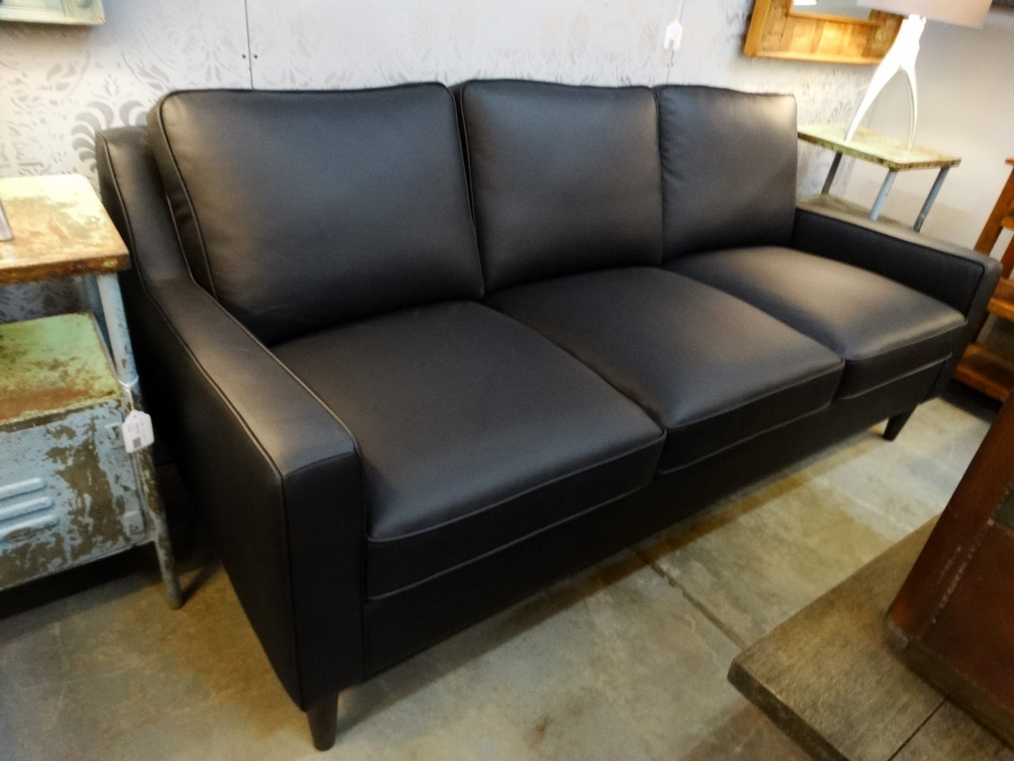 Black Leather Lazio Sofa