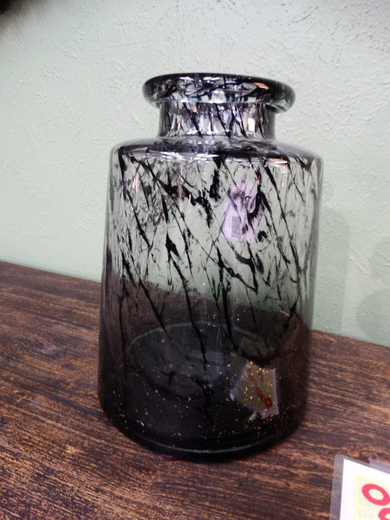 Vase Glass Vase with Black Streaks