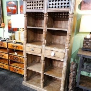 Shelf Architectural Salvage Wooden Shelf with 2 Drawers