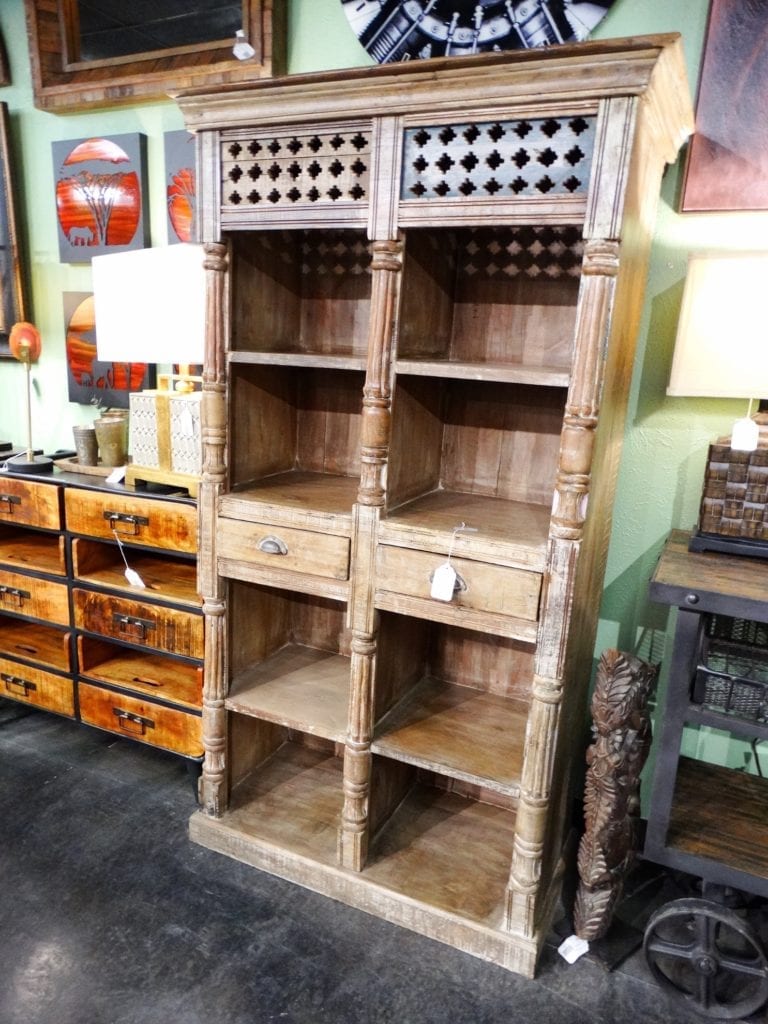 Shelf Architectural Salvage Wooden Shelf with 2 Drawers