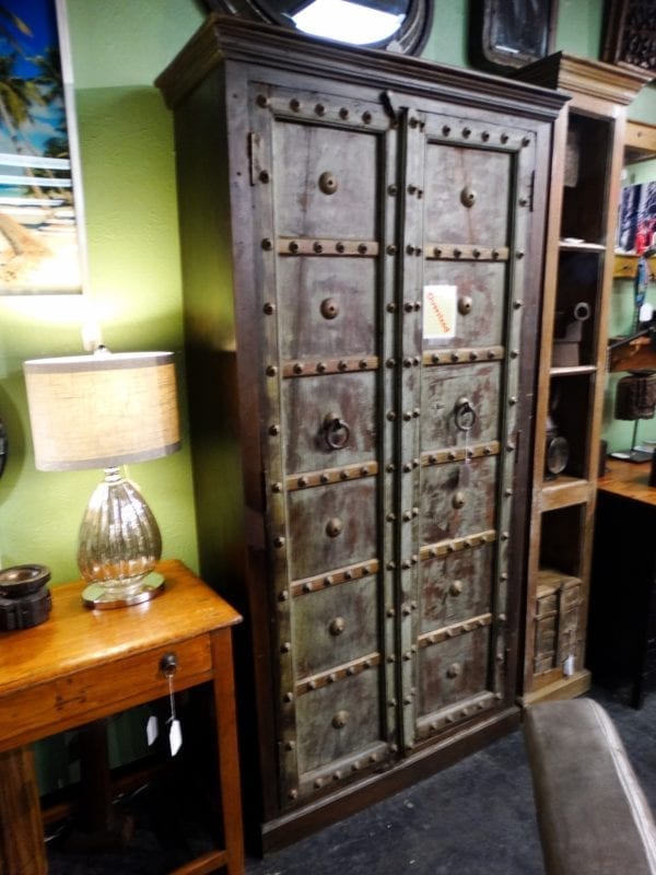 Tall Cabinet with Metal Spike Accents
