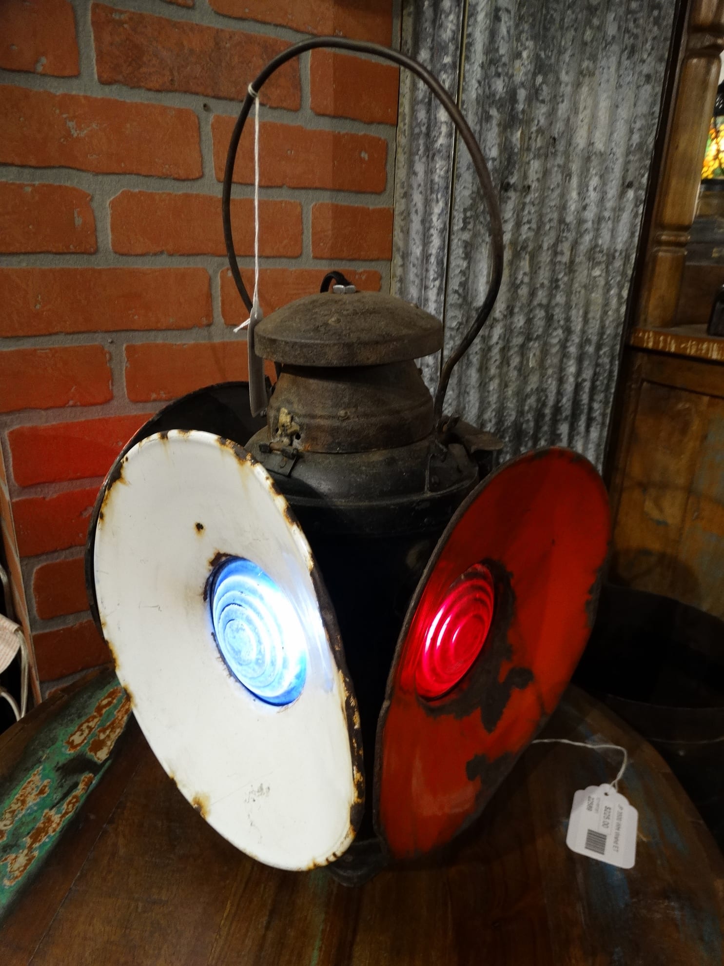 Vintage Rail Road Lantern Has Tinted, Railroad Table Lamp