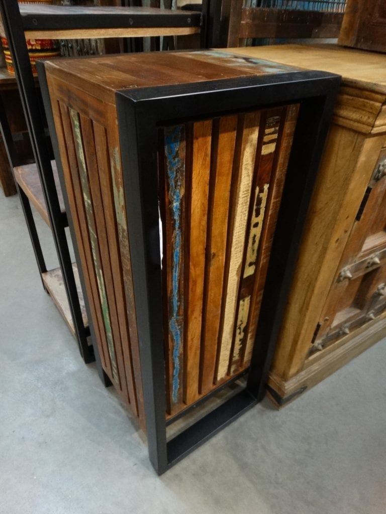 Reclaimed Wood with Metal Trim Plant Stand