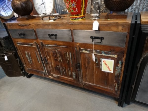 Metal Drawers Wooden Sideboard Cabinet