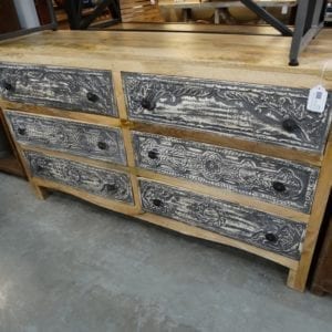 Six Drawer Dresser with Gray Fronts