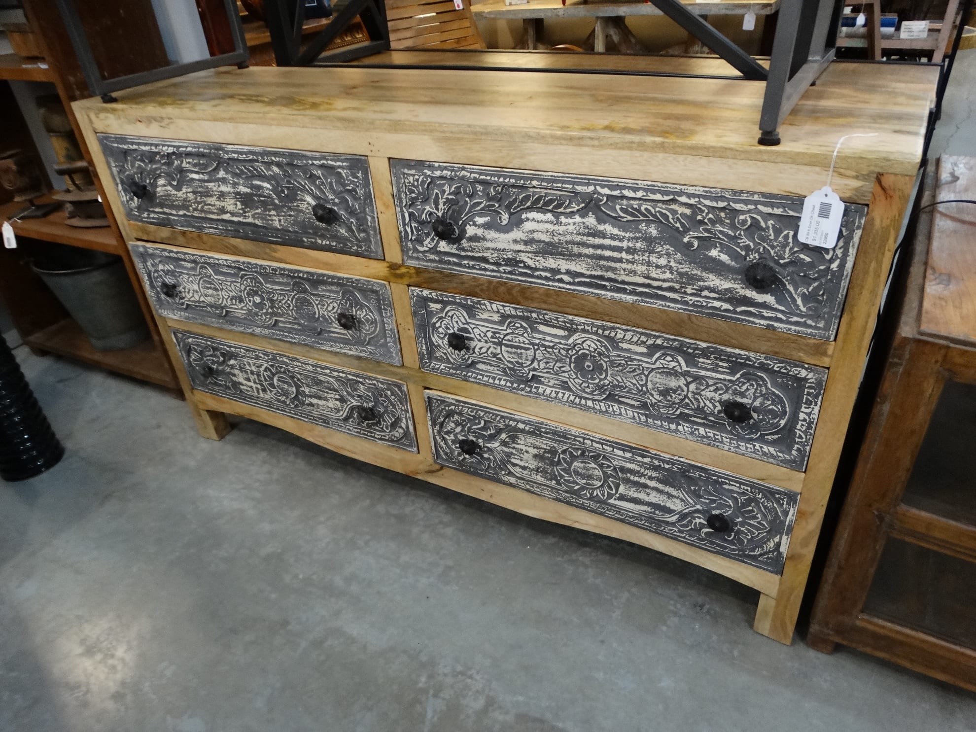 Six Drawer Dresser with Gray Fronts