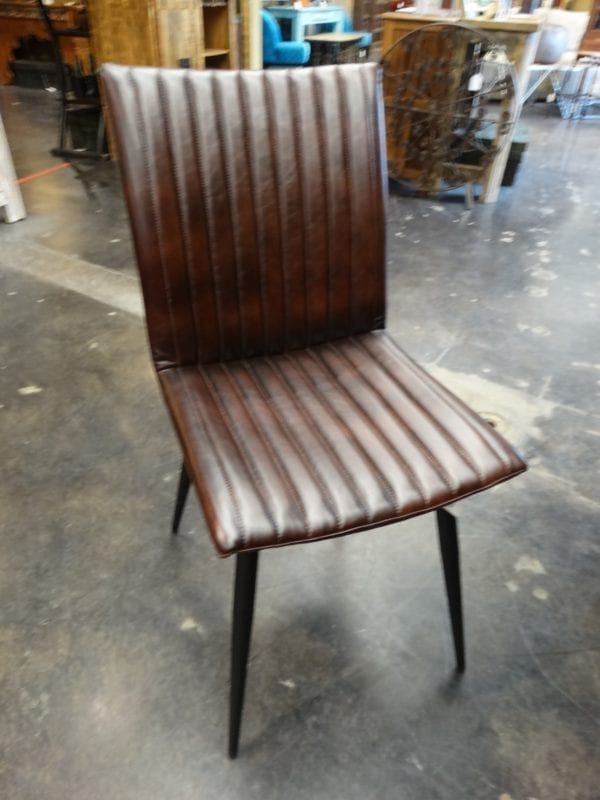 Leather Quilted Side Chair Brown