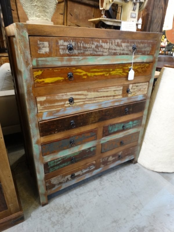 Chest of Drawers with Colorful Reclaimed Wood