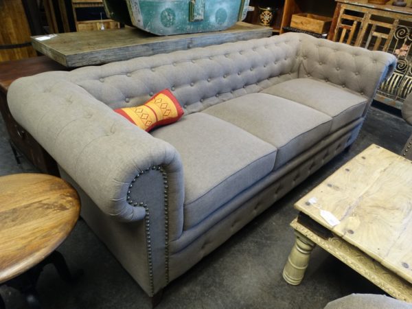 Brown Linen Chesterfield Tufted Couch Sofa
