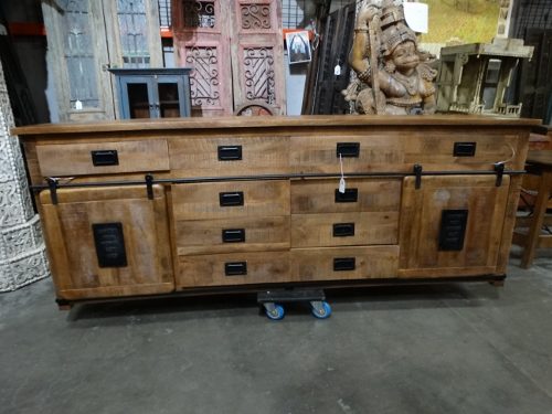 Modern Dresser with Farm style Sliding doors and pullout drawers