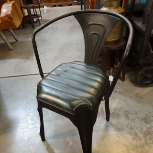 Chair Barrel Back Tolix Metal Arm Chair with Leather Seat