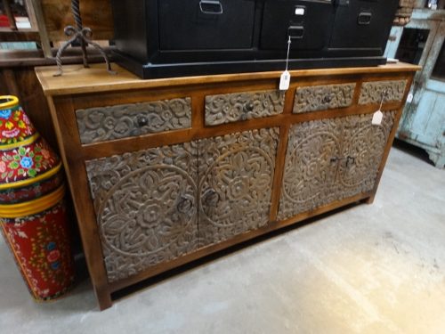 Sideboard Cabinet Carved Four Doors