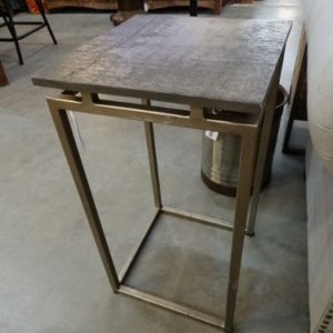 Wood and Gold Frame End Table