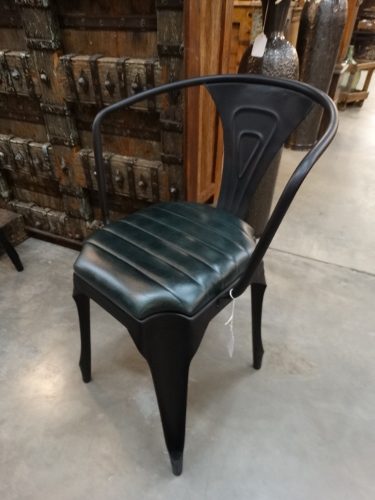 Green Leather Seat Barrel Chair