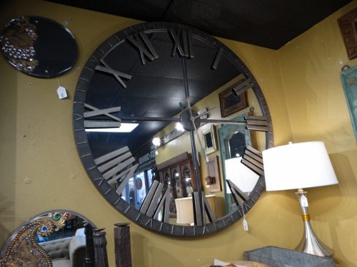 XL Round Mirror Clock