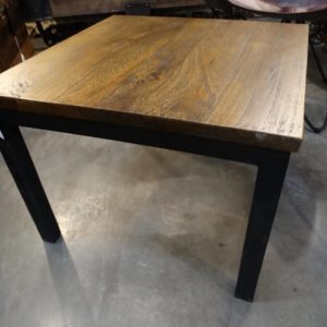 Square Wooden End Table with Metal Legs