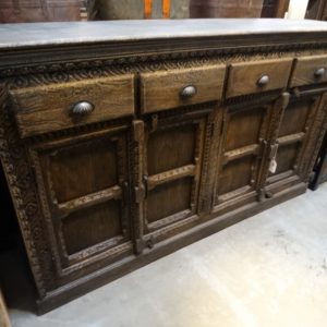 Sideboard Dark Wood Cabinet with 4 Drawers