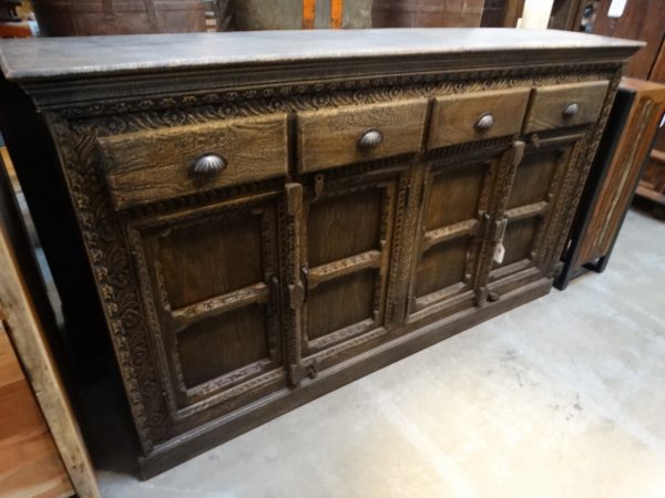 Sideboard Dark Wood Cabinet with 4 Drawers