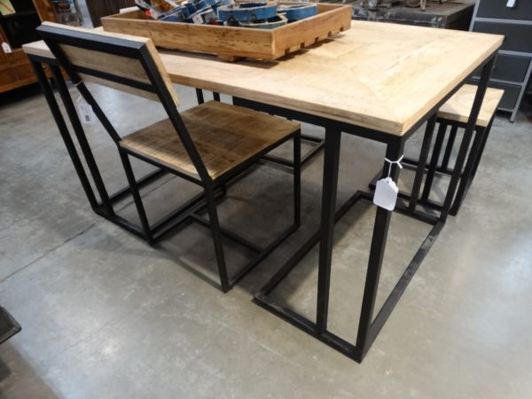 Table Dining Table with Black Metal Base