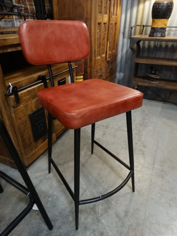 Stool Leather Stool Red