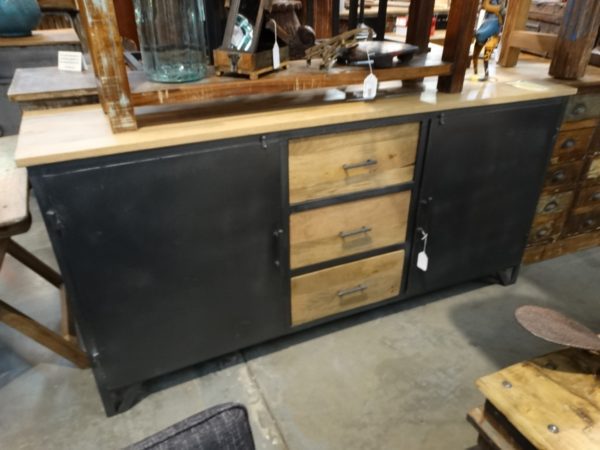 metal sideboard with wood drawers