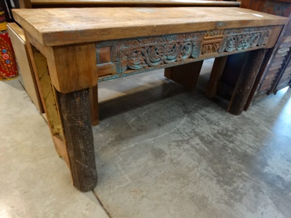 carved console table with pillar legs