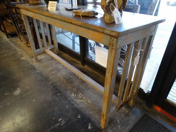 rustic green wood console table