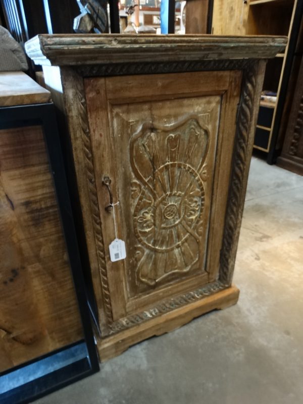 end table carved door small cabinet nightstand