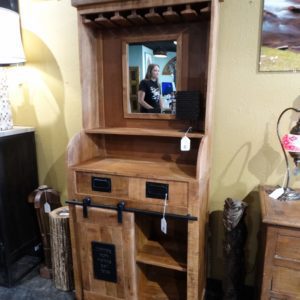 sliding door cabinet with wine bar and mirror