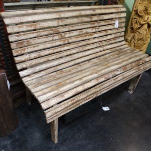 Bench Wavy Wooden Slatted Bench with Back