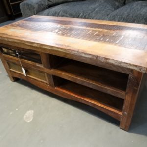 Coffee Table Reclaimed Wood Coffee Table with Drawers and Shelves