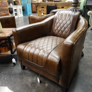 Arm Chair Rocket Brown Quilted Leather Arm Chair