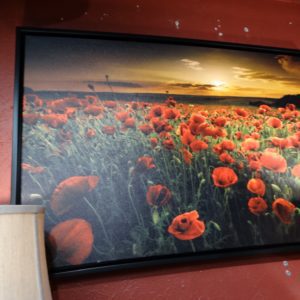 red poppy field framed art painting