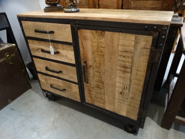 black metal frame cabinet with drawers