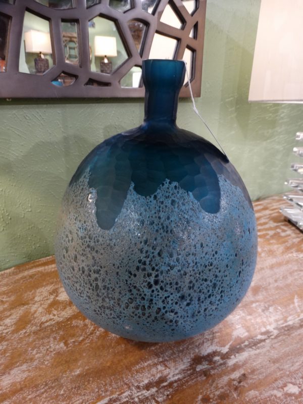 two shades of blue glass vase