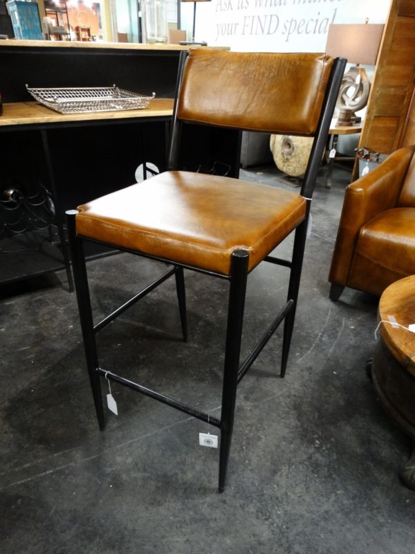 barstool leather with black metal frame
