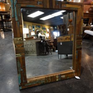 Mirror Colorful Mirror with Pieces of Reclaimed Wood