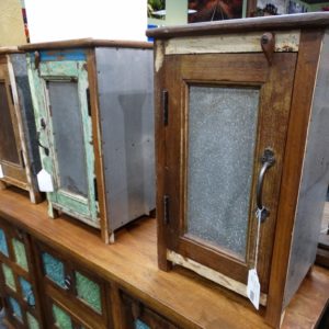Nightstand Small Cabinet with Metal Door Nightstand