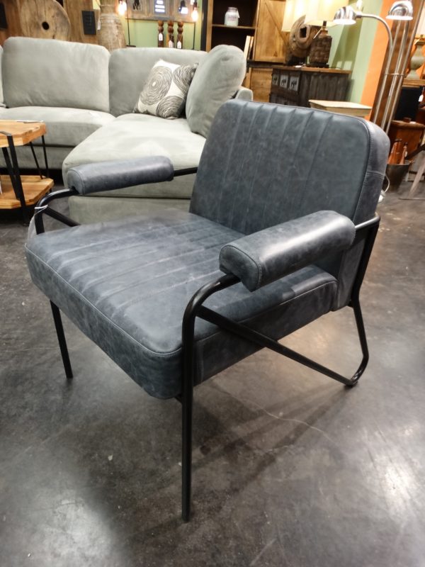 leather gray armchair with a low back