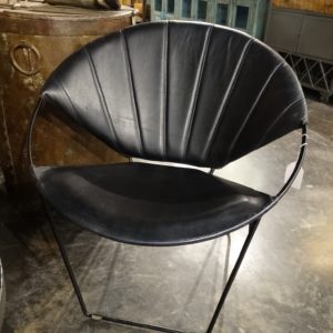Chair Circle Gray Leather Quilted Chair