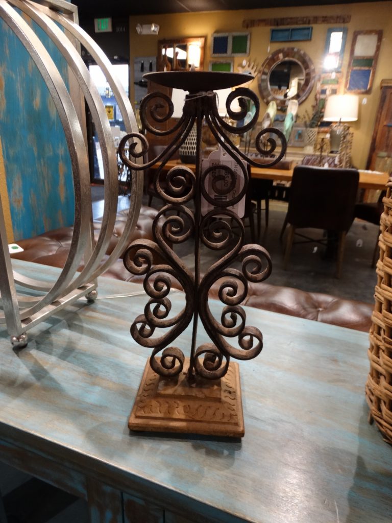 vintage scrolled metal candleholder c