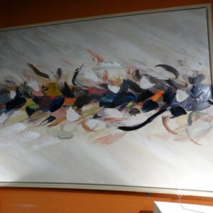 wall art painting of cyclists in a peloton