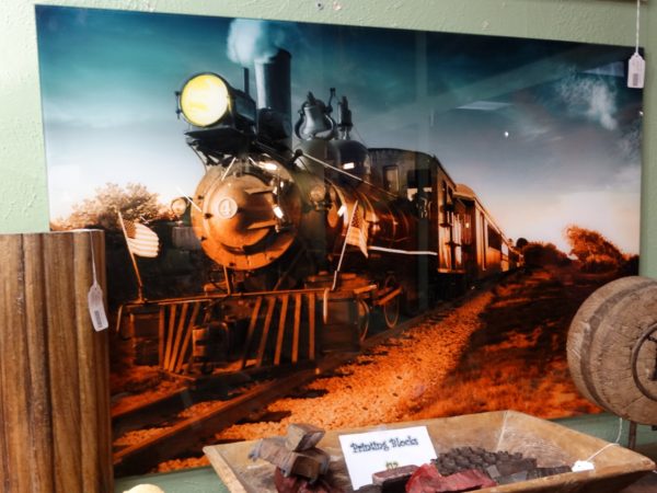 wall art glass behind photo locomotive train