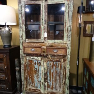 rustic painted cabinet with center drawers