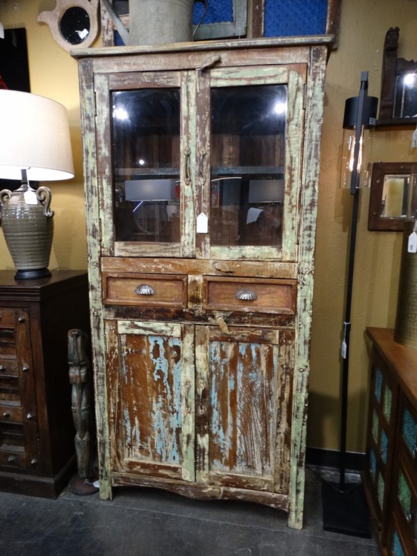 rustic painted cabinet with center drawers